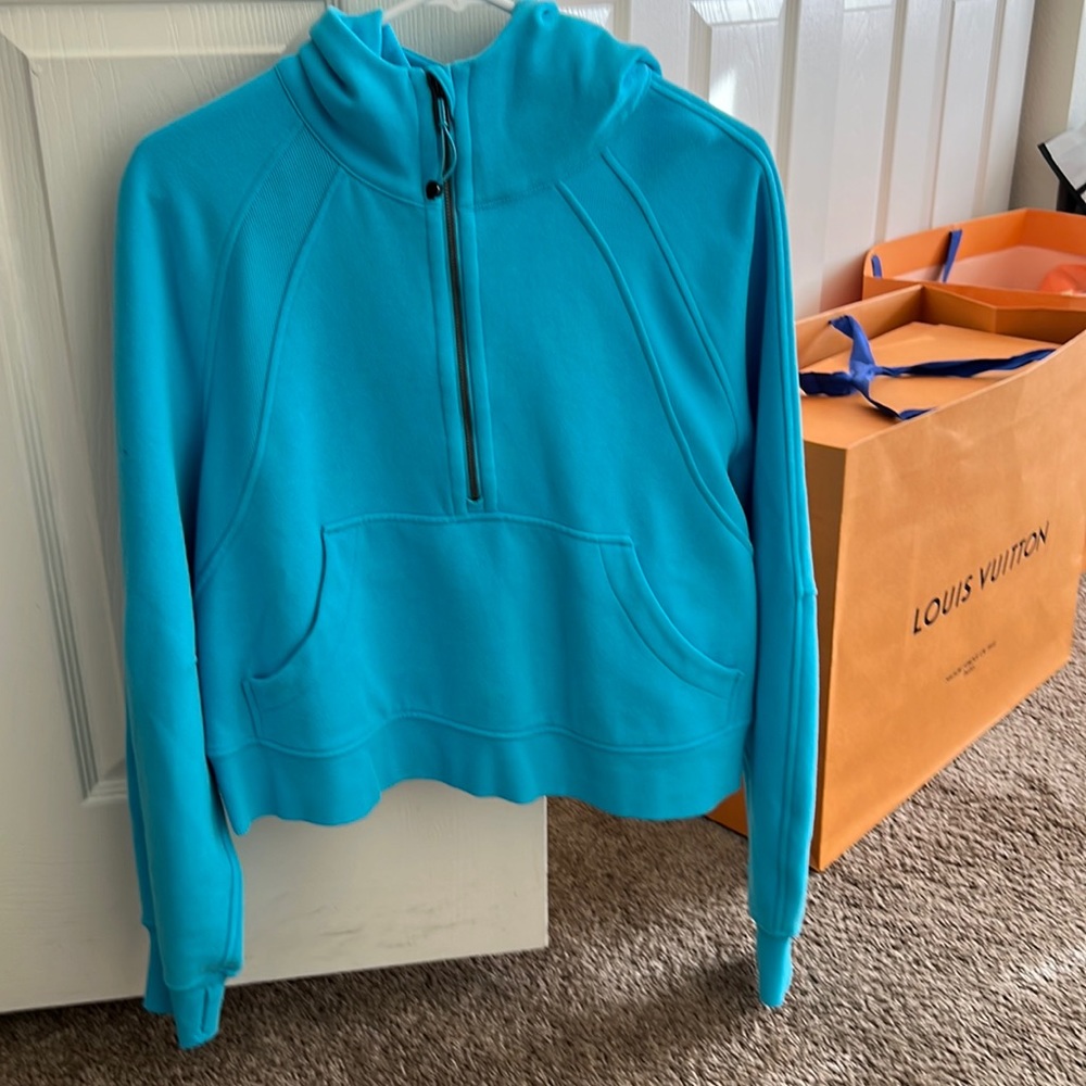 Lululemon oversized 1/2 zip hoodie turquoise blue